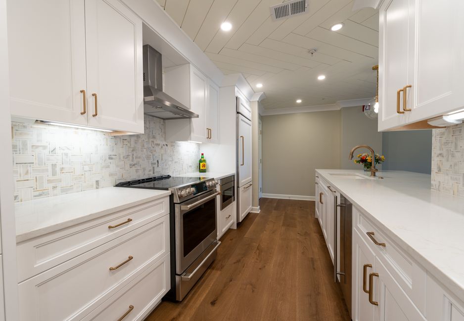 Luxury kitchen remodel seamlessly integrating into a living space