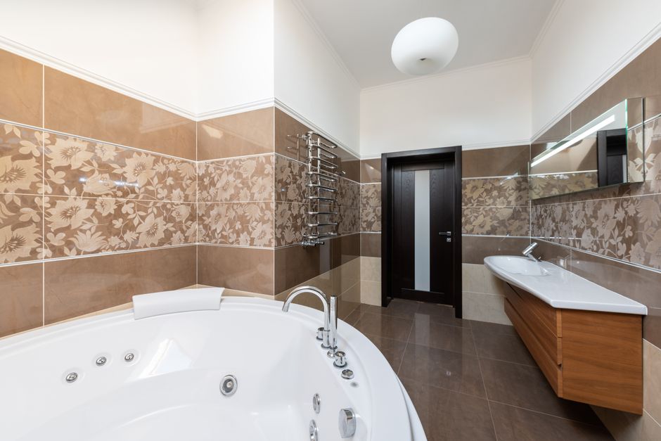 Modern bathroom interior undergoing a complete renovation